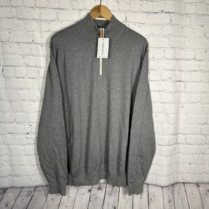 Collars & Co Quarter 1/4 Zip Sweater Gray Cashmere Cotton Long Sleeve‎ Golf  New